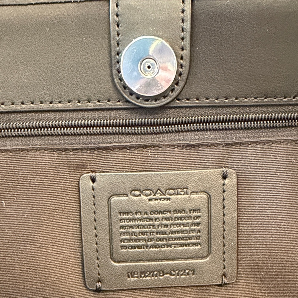 Coach Red and Black Buffalo Plaid Tote with Black Leather Trim - Picture 8 of 9